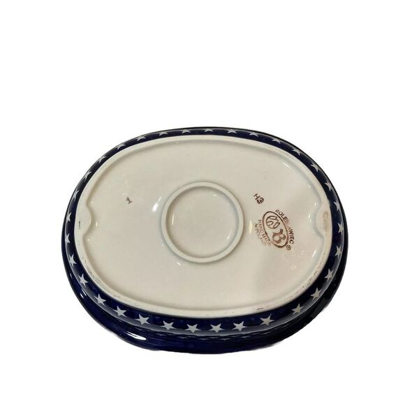 Boleslawiec Polish Pottery Stars Oval Casserole Dish w Lid Dutch Oven NEW - Picture 6 of 9